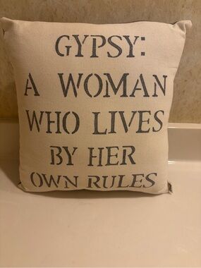 Decorative Throw Pillow with Gypsy Quote - Neutral Canvas